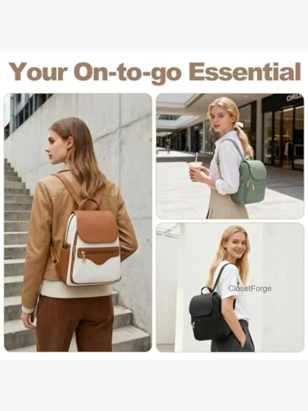 Small Vegan Leather Backpack with RFID Wallet & Tablet Sleeve
